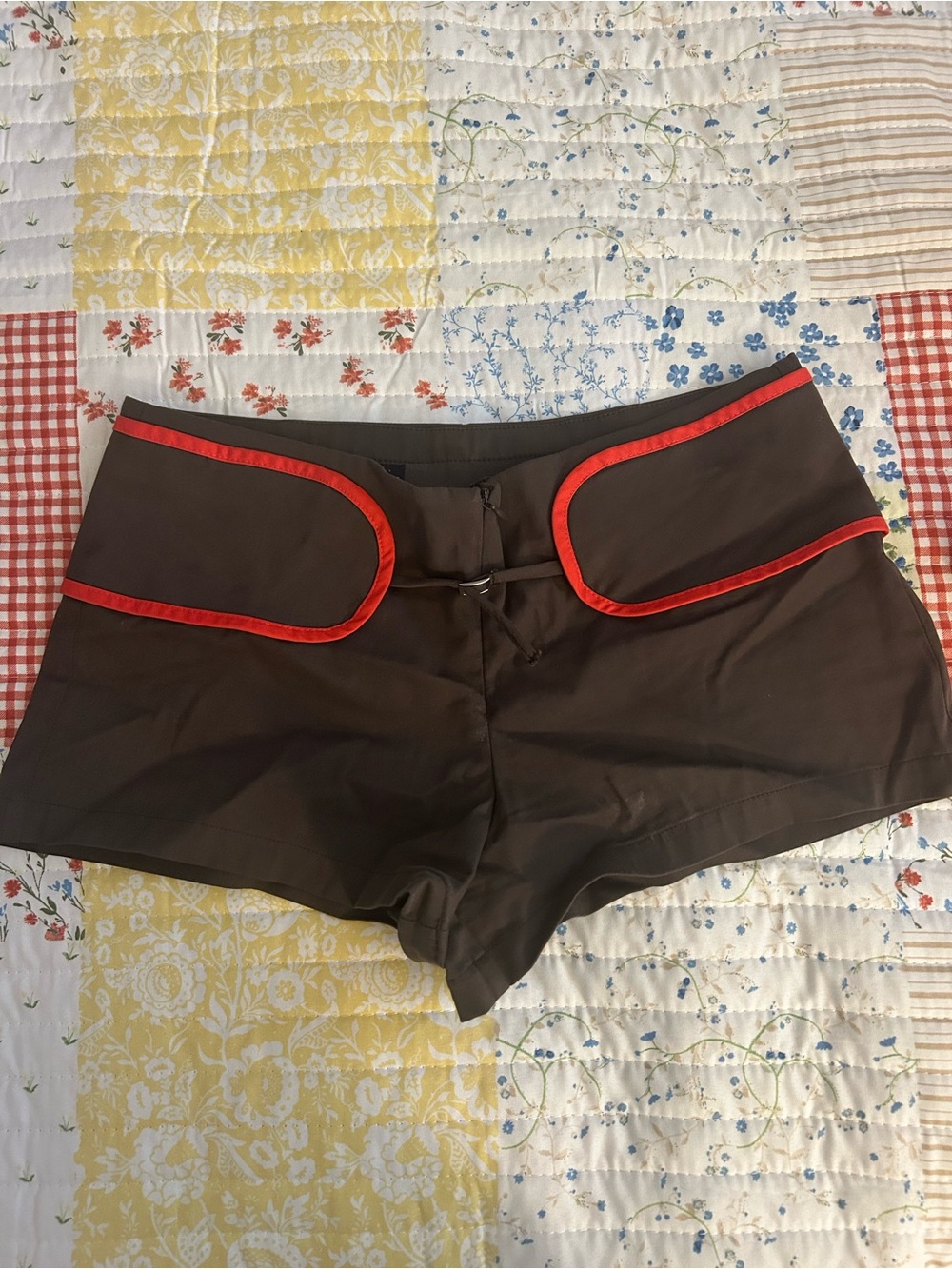 Zara Brown Shorts with Red Piping